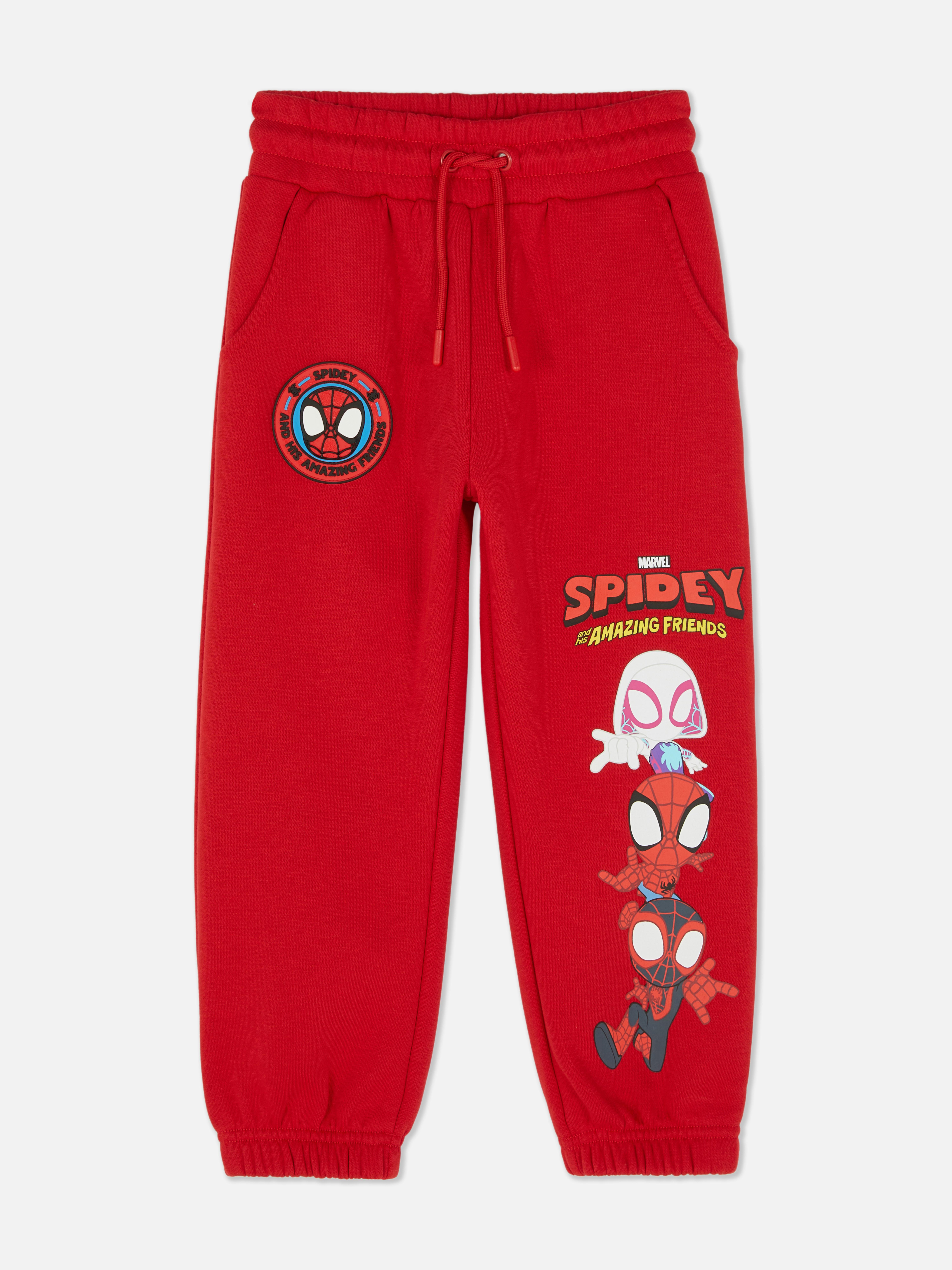 Pantaloni de jogging Marvel Spider-Man and Friends cu imprimeu Spider-Man, cu șnur în talie și buzunare laterale
