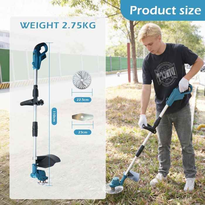 Kit de herramientas de jardinería inalámbricas sin escobillas de 21 V y 650 W con 2 baterías de 4,0 Ah, recortadora multifuncional de césped y ramas.