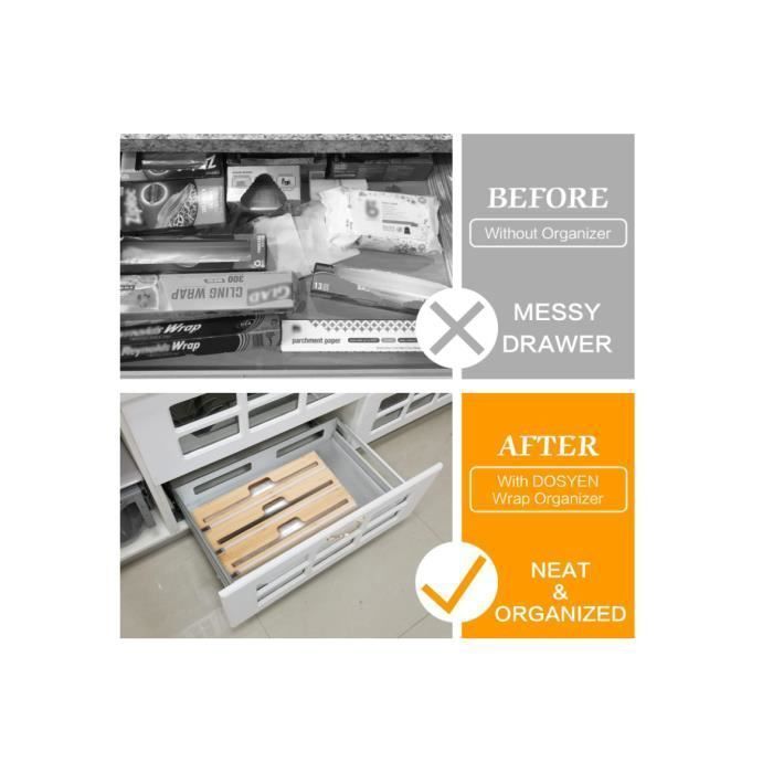 Distributeur Papier Aluminium et Film Coupe-capsule pour Tiroir de Cuisine, Compatible avec Rouleaux de multicolor FILM ALIMENTAIRE