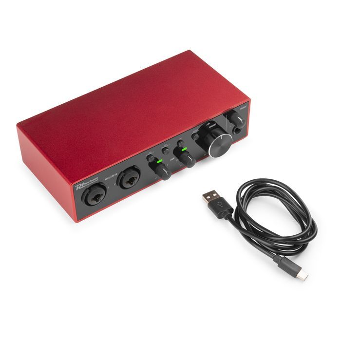 Interfaccia audio USB Power Dynamics PDX22 - Alimentazione Phantom 48V, cavo USB-C incluso, 2 ingressi microfono/strumento