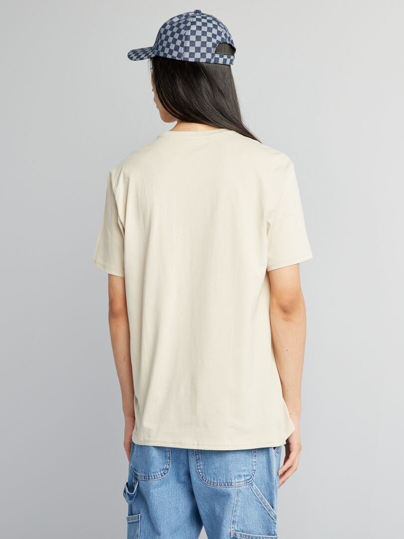 Camiseta de malha com gola redonda - CINZA