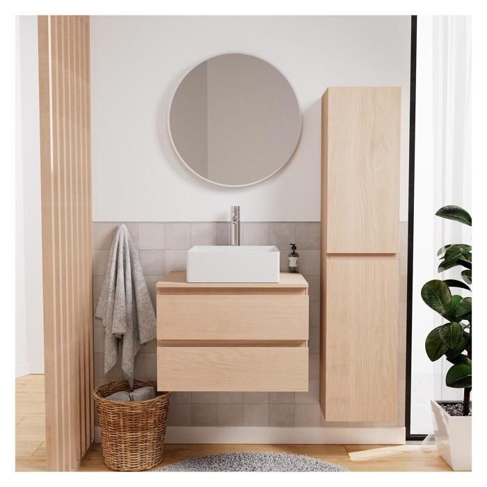 Single vanity unit (60 cm) + COMA basin + TAP tap + EMA mirror + SORRENTO column