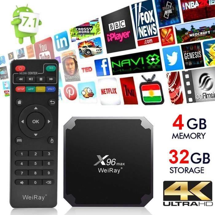 WEIRAY X96mini TV Box Android 7.1 | 4 GB DDR3 RAM, 32 GB eMMC, Amlogic S905W, 4K HDR, Wi-Fi