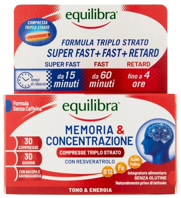 EQUILIBRA Equilibra Gedächtnis und Konzentration 30 dreischichtige Tabletten Reduziert geistige Ermüdung