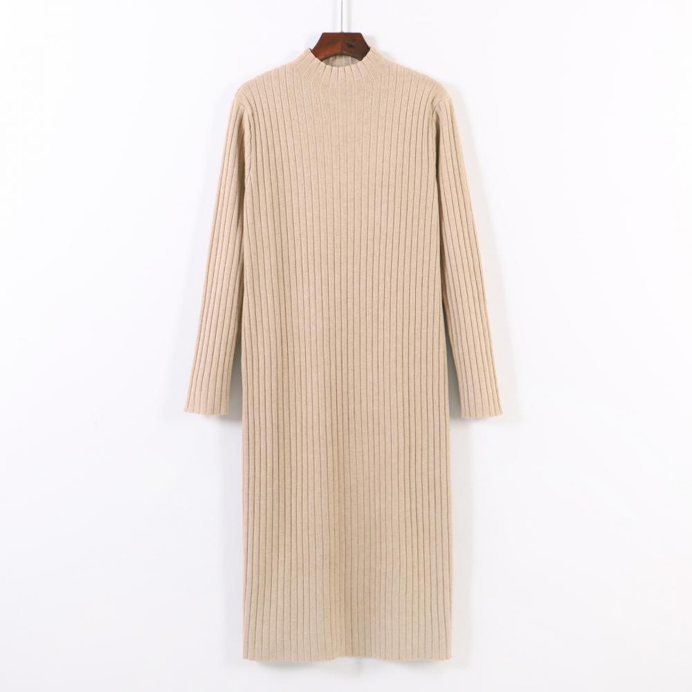 Abito maglione lungo oversize chic da donna 2020, abito maglione dritto autunnale/invernale a mezza altezza da donna, abito casual a maglia larga da donna