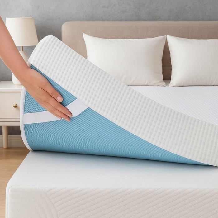 Matrasoplegger 105x180 cm, traagschuim, 7 cm dik, verlicht rugpijn en verbetert het comfort, wasbare antisliphoes, OEKO-TEX®