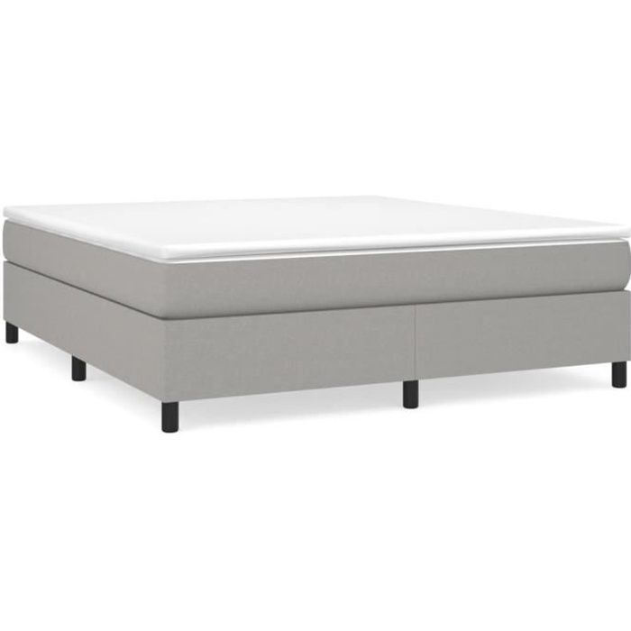 Sommier à ressorts - FYDUN - Gris clair - 180x200 cm - 2 places - Tissu polyester