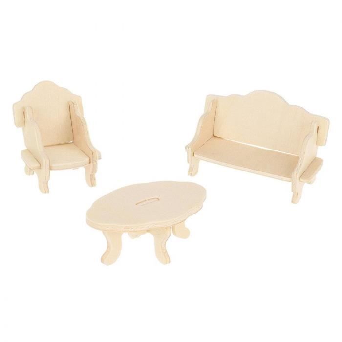 Muebles para casa de muñecas - GENÉRICOS - 34 piezas - Madera - Requiere montaje - Surtido