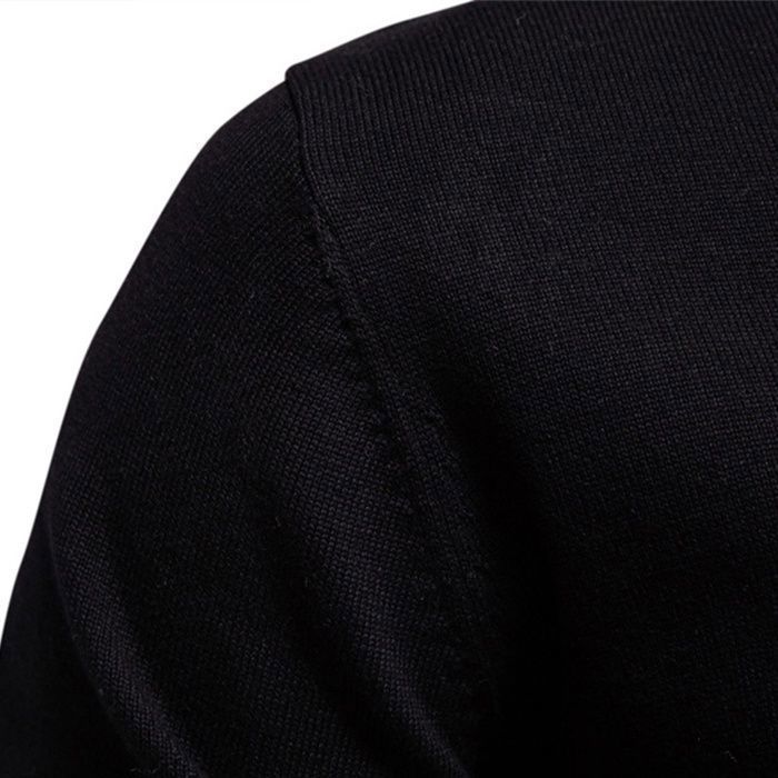 Suéter para hombre, suéter de algodón de punto fino con cuello en V para hombre, suéter de manga larga con cuello en V para hombre, corte clásico - Negro