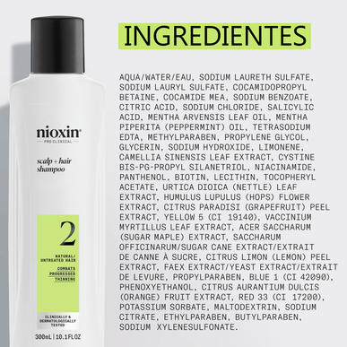 Nioxin Professionals Shampoo Scalp 2 Natural Untreated Hair Tynning Gavesett Hårsjampo Naturlig hår 300 ml 300 ml