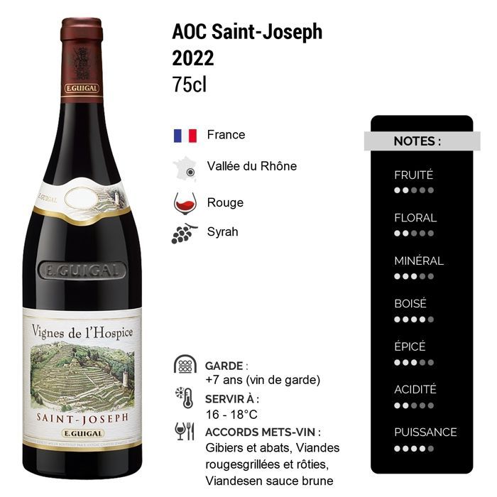 Maison Guigal Saint-Joseph Vigne de l'Hospice 2022 - Vino rosso della Valle del Rodano (3x75cl).