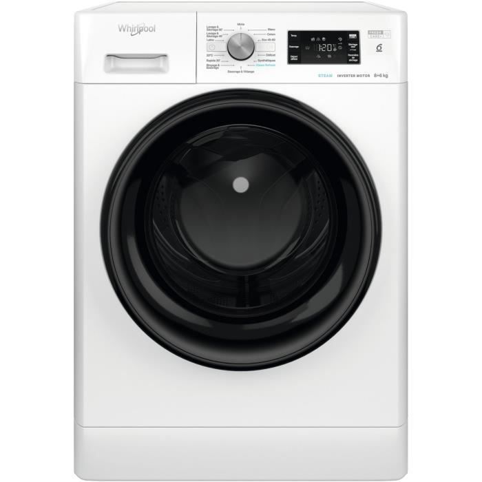 Lavadora-secadora WHIRLPOOL PFFWDB864349BVFR - 8/6 kg - Inducción - 60 cm de ancho - 1400 rpm - Blanca