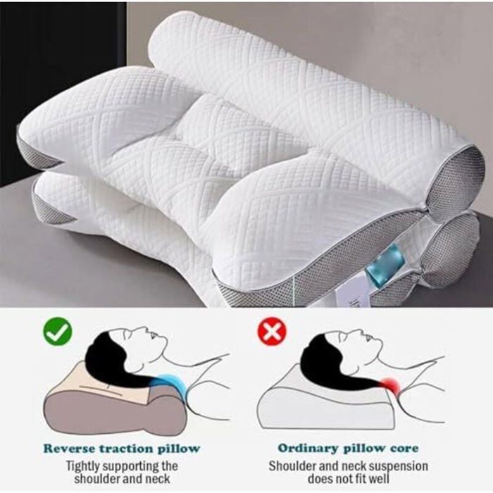 Almohada ergonómica OKZ para la apnea del sueño y los ronquidos - 40x60 cm - Gris - Espuma viscoelástica