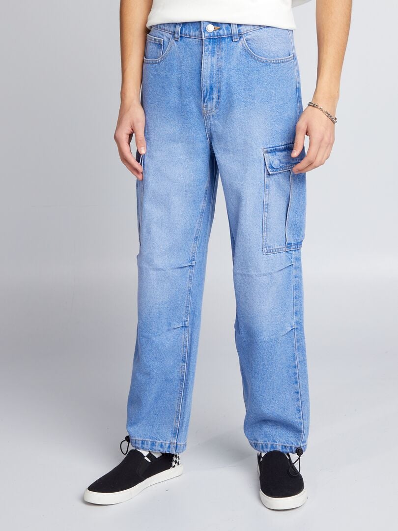Spijkerbroek met wijde pijpen en meerdere zakken - BLAUW