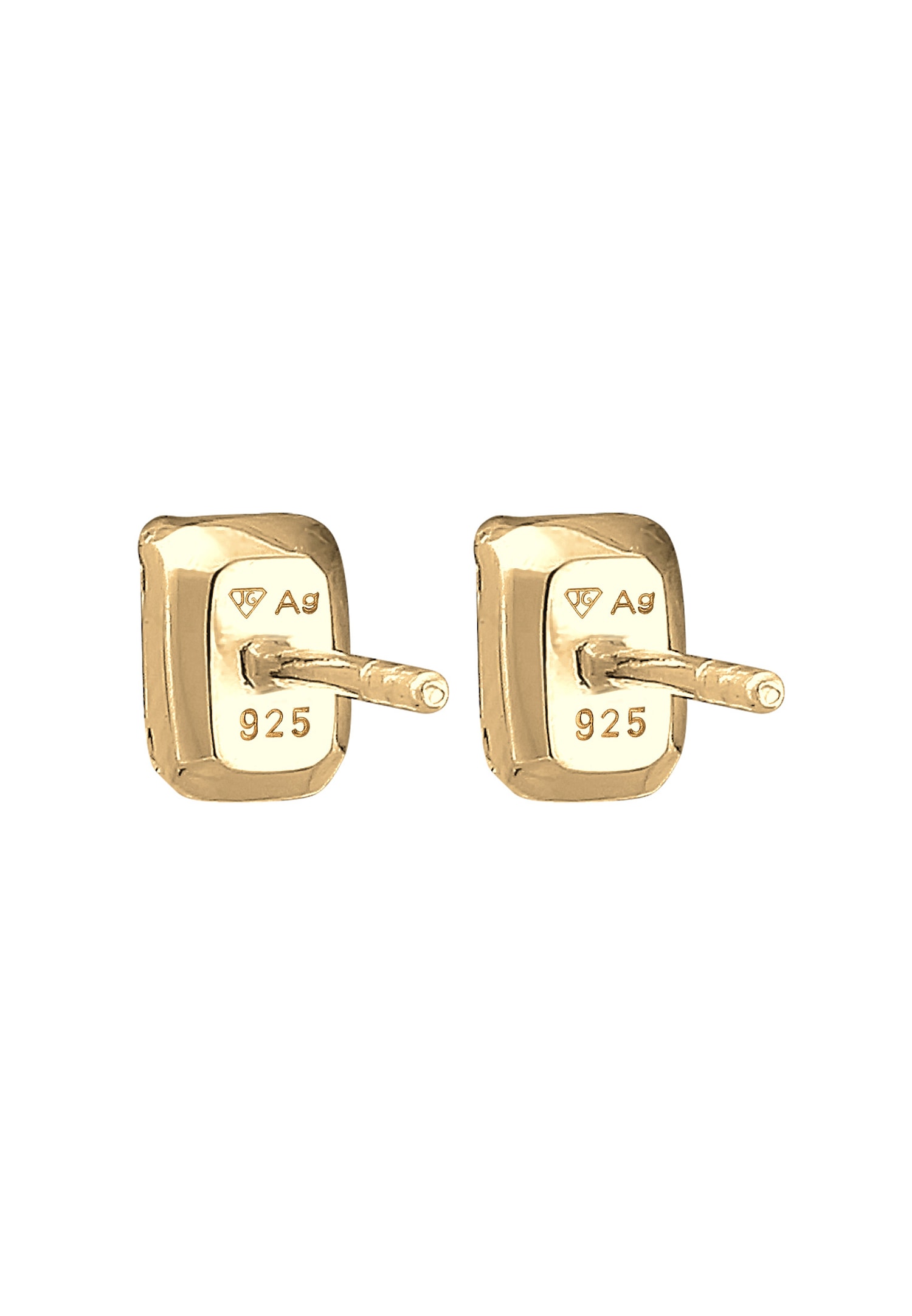 Elli Femmes Clous d'oreilles Basique Rectangle Geo avec Cristal en Argent 925 Plaqué Or