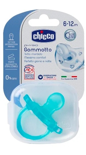 CHICCO Chicco Gommotto Silikon-Babyschnuller für Jungen 6-12 Monate, 1 Stück