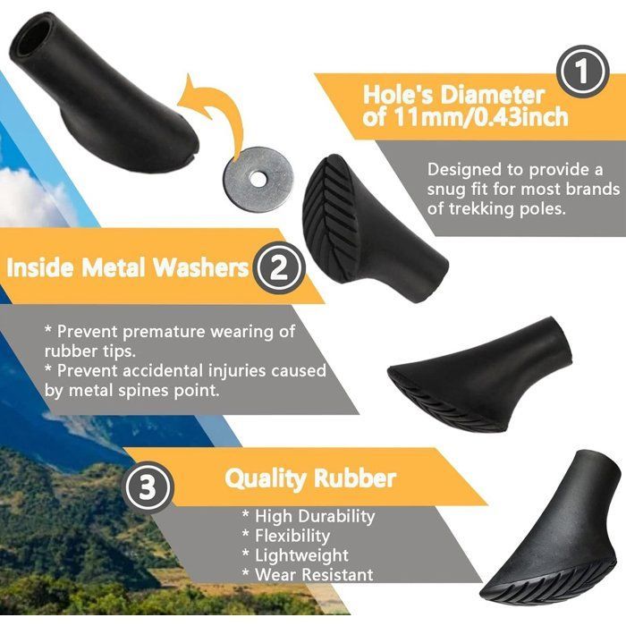 Puntas para bastones - Juego de 6 - Puntas para muletas - Forma de herradura - Accesorios para bastones de senderismo -