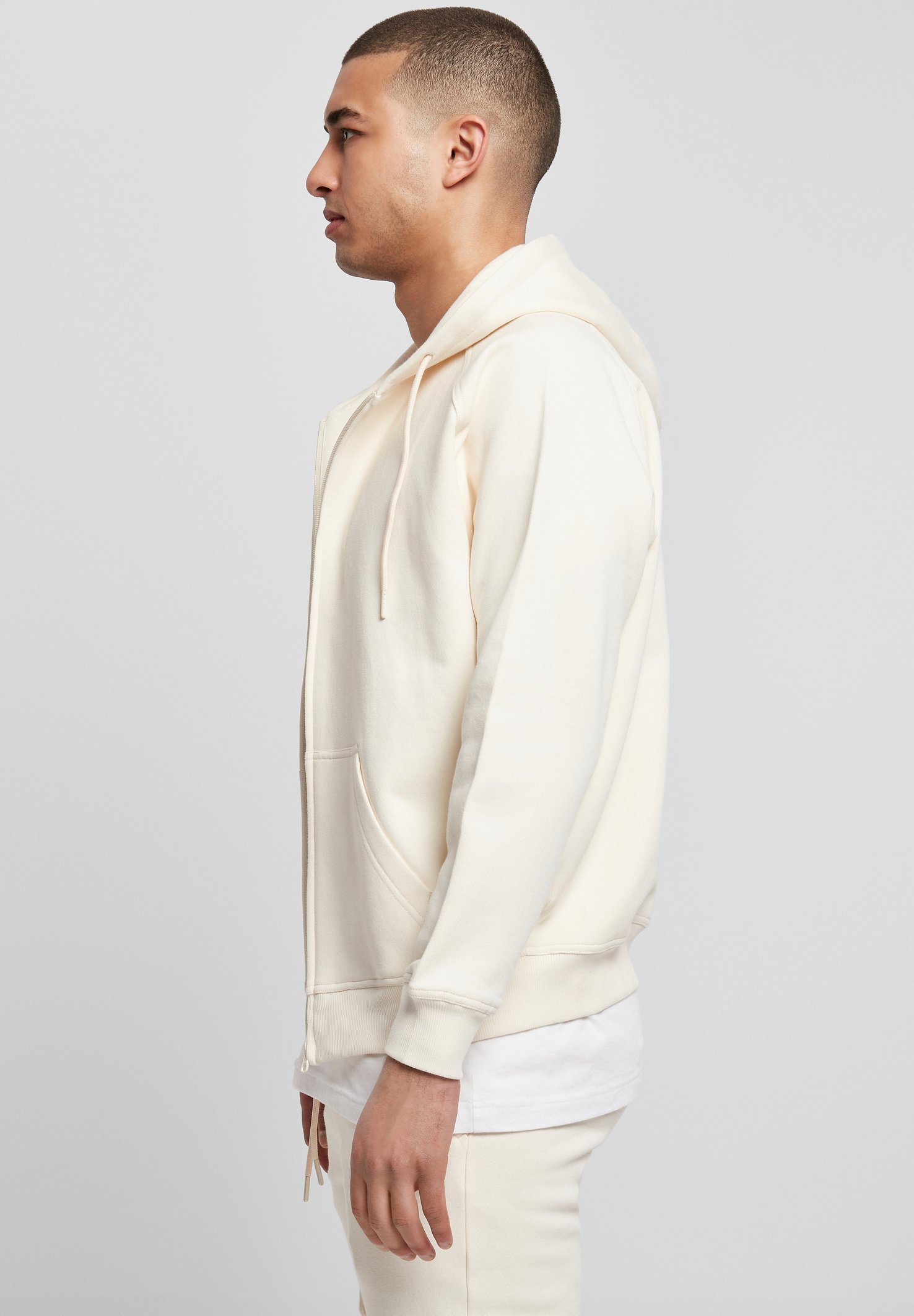 Urban Classics ZIP HOODY sporta krekls ar kapuci - baltā krāsā