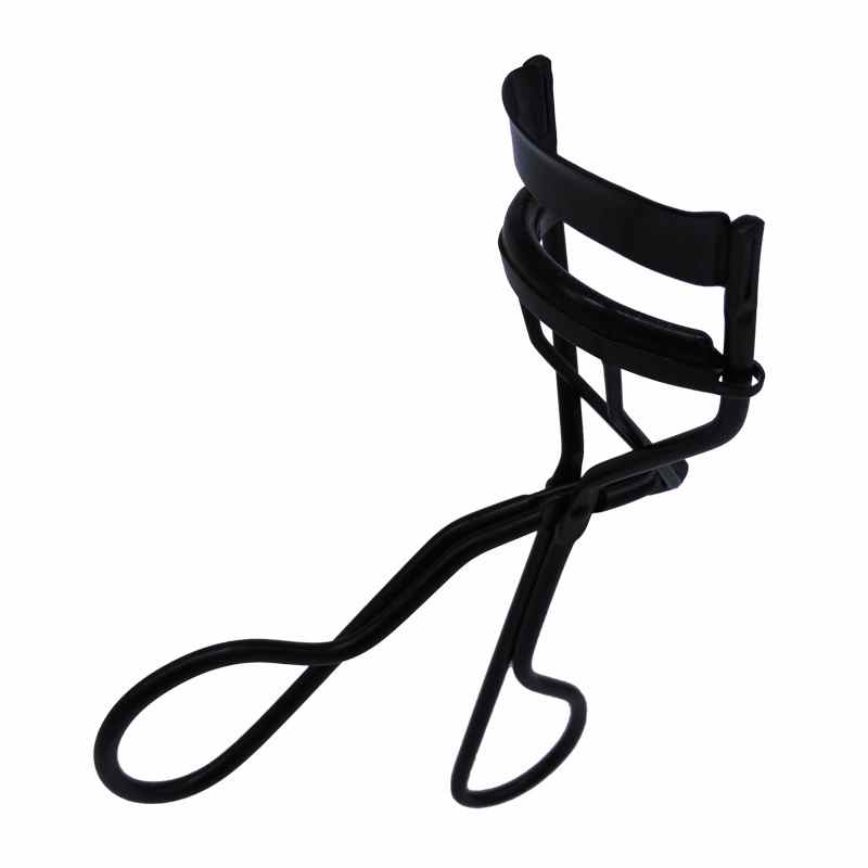 1 pezzo di piegaciglia da donna elegante in acciaio inossidabile nero con clip, cuscinetti in PVC e silicone, strumenti per il trucco, piegaciglia