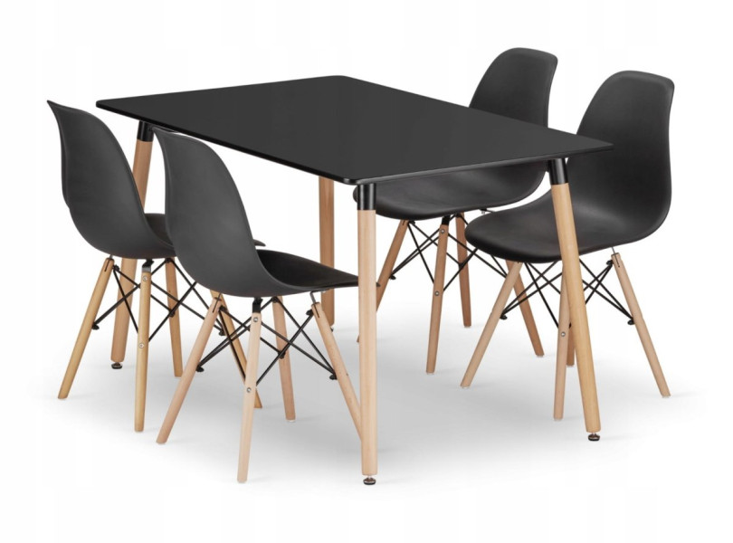 Zest stół prostokątny ADRIA 120x80 czarny   4 krzesła OSAKA
