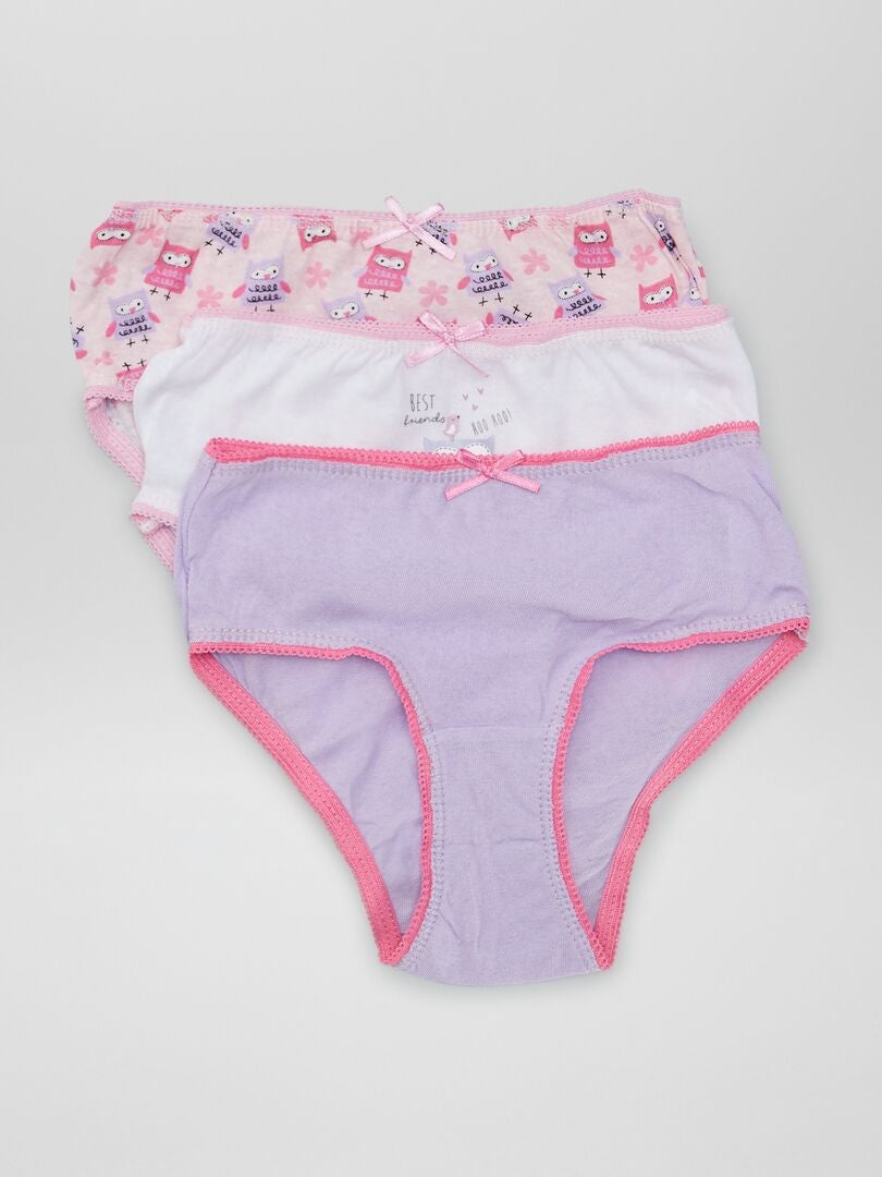 Set van 3 katoenen slips - ROZE