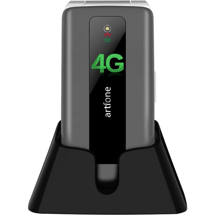 Téléphone portable à clapet artfone 4G pour seniors - Grandes touches, SOS, Batterie longue durée