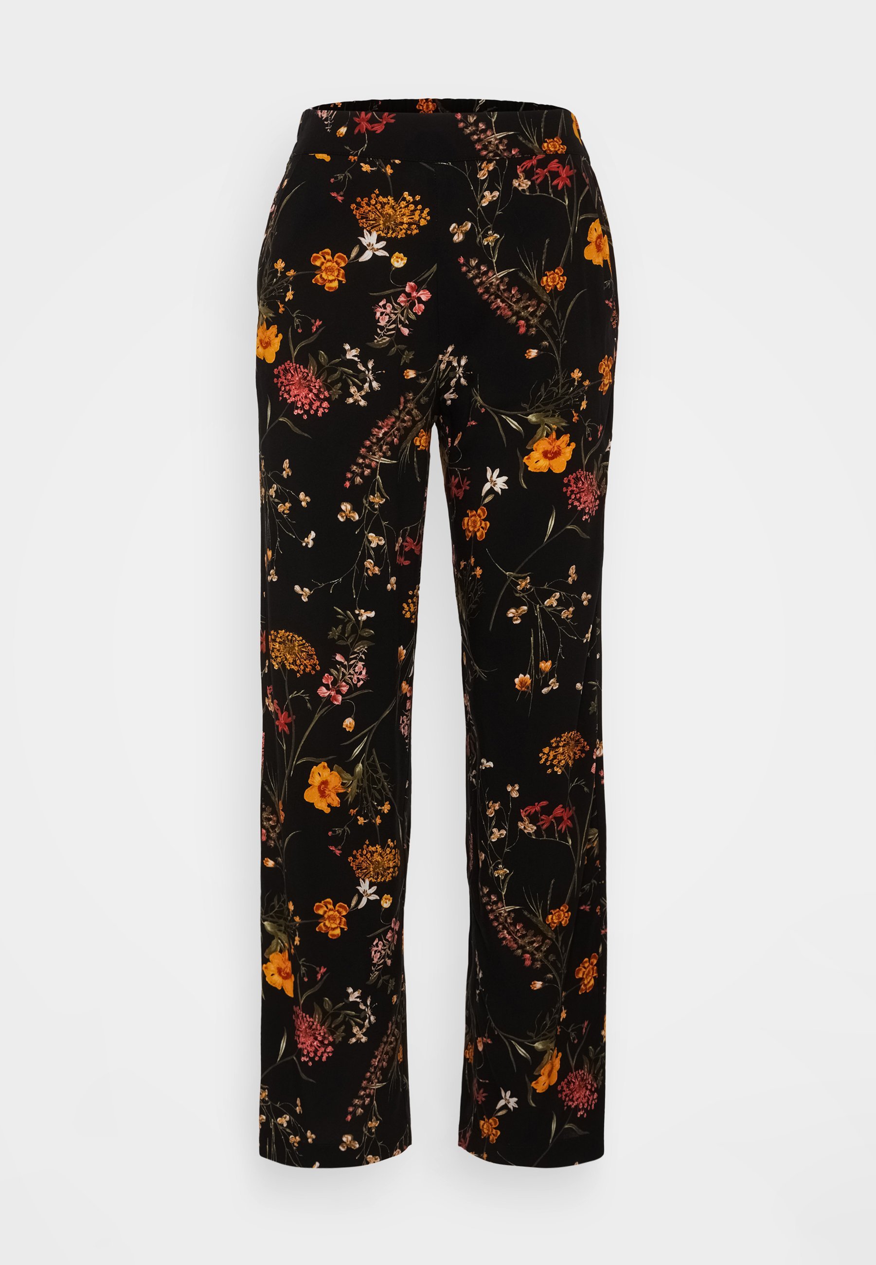 Vero Moda Petite VMEASY WIDE PANTS LEO PRINT - Broek - zwart