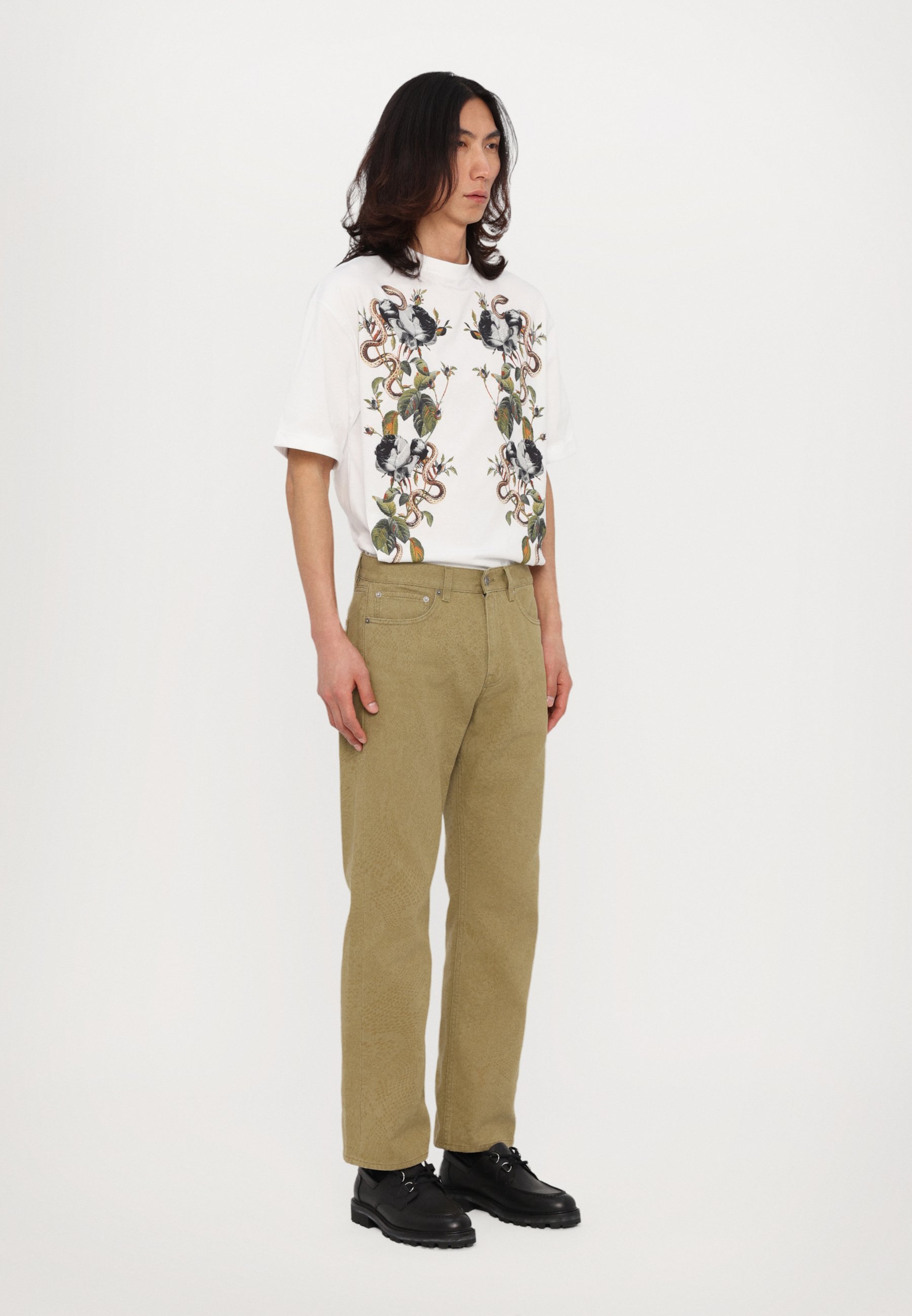 Roberto Cavalli COLORED PYTHON - Jean droit - kaki