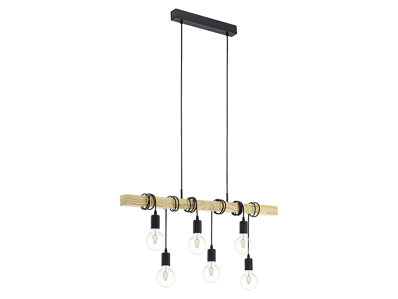 Lampa wisząca Townshend 6-punktowa drewniana brązowo-czarna