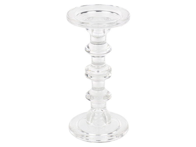 Świecznik szklany 22 cm transparentny
