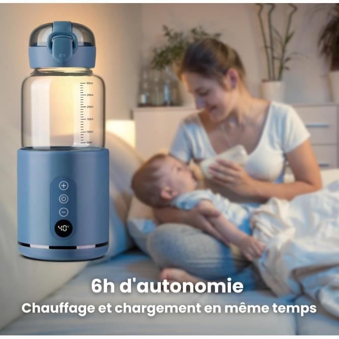 Calentador de agua portátil, calentador de agua portátil para leche de fórmula infantil con capacidad de 300 ml, calentador de biberones inalámbrico y portátil, fácil de transportar.