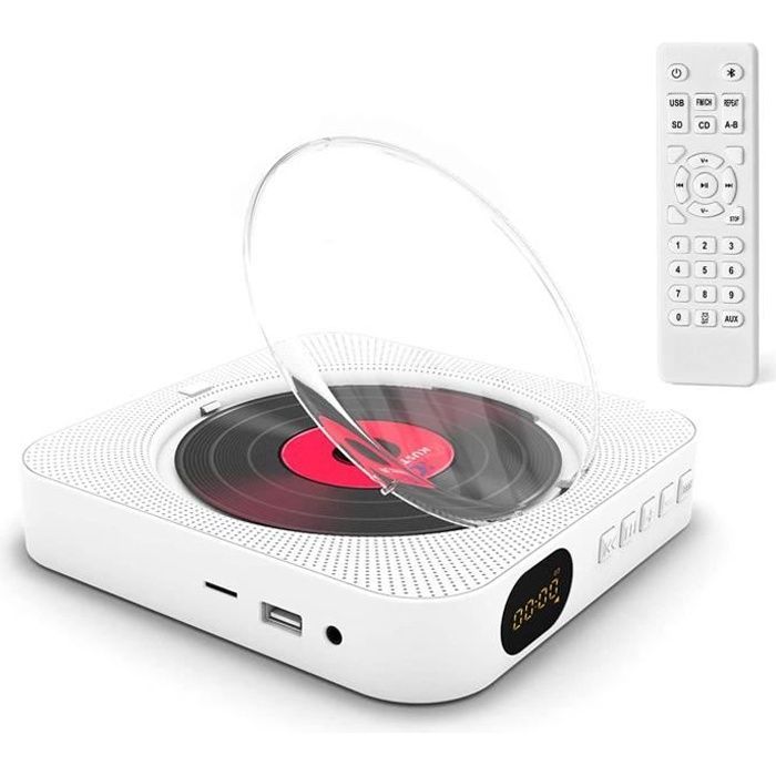 Draagbare cd-speler, Bluetooth, wandmontage, ingebouwde hifi-luidsprekers, home audio boombox met afstandsbediening en FM-radio