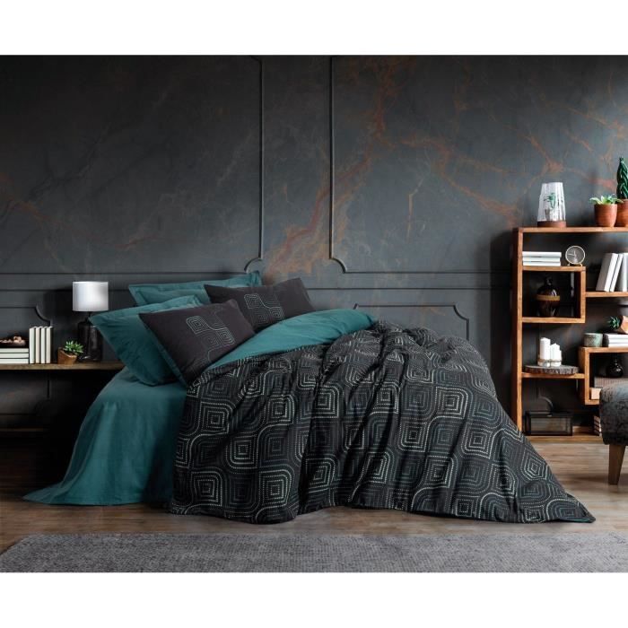 Juego de ropa de cama: 1 funda nórdica de 220 x 240 cm + 2 fundas de almohada de 60 x 60 cm - 100 % algodón reforzado - Azul