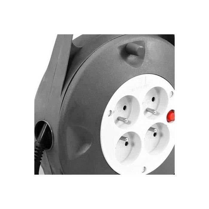 Carrete de cable eléctrico doméstico ZENITECH de 10 m - 4 tomas - Cable HO5VVF - 3G1.5 mm²