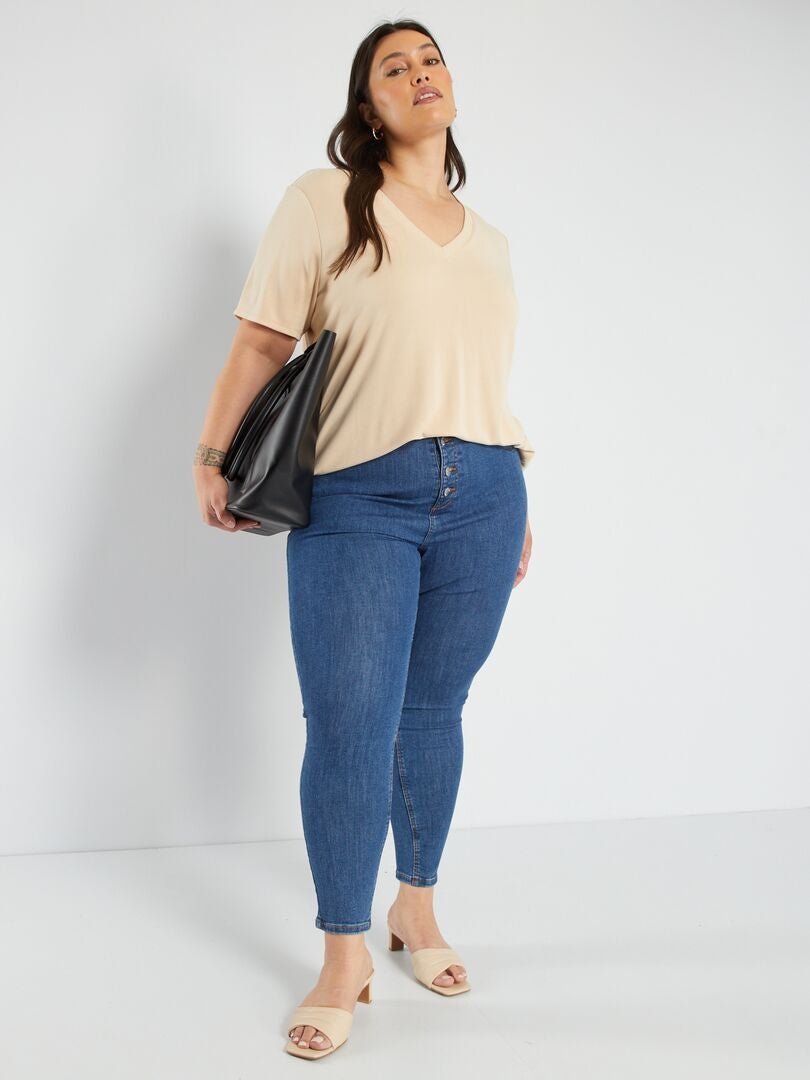 Pantalones vaqueros ajustados de talle alto - AZUL