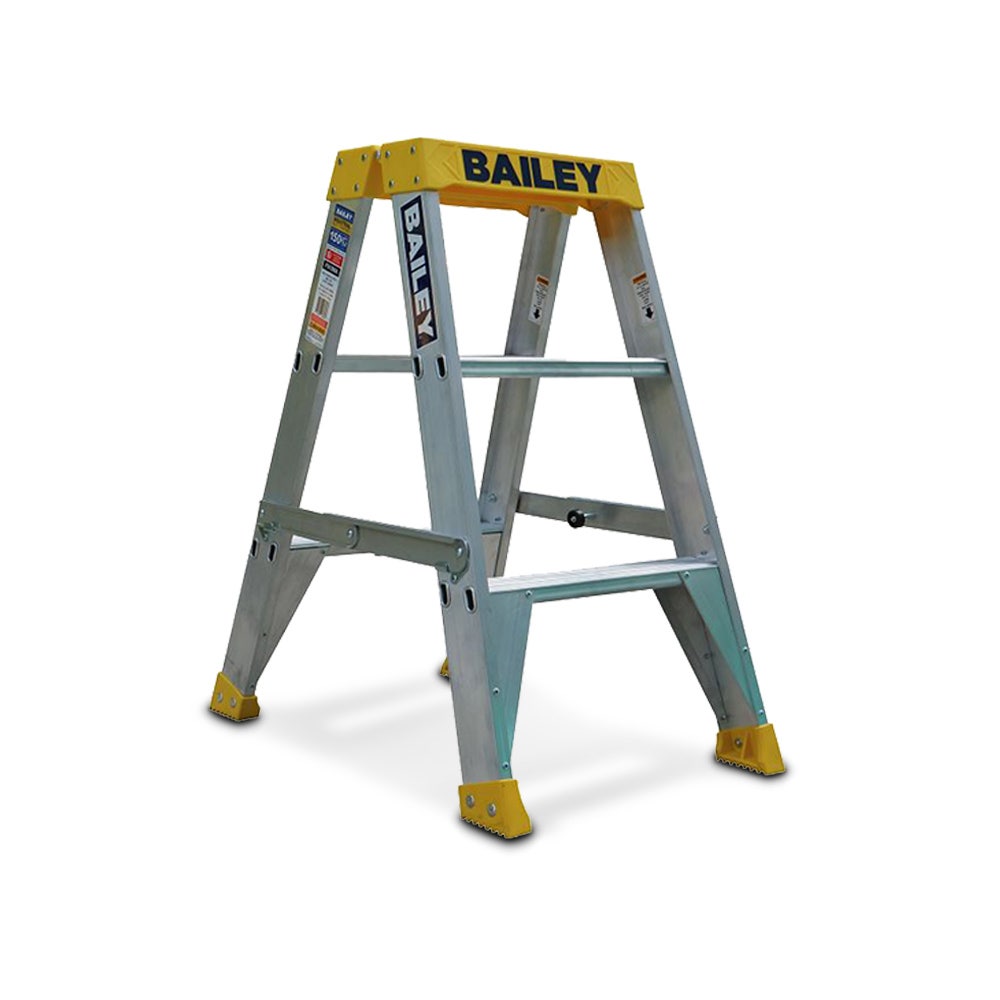 Escada BAILEY 0,9 m 150 kg, 3 degraus, alumínio, dupla face, Big Top, FS13966