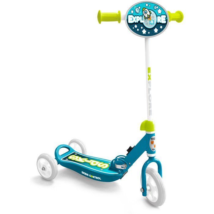 Trottinette 3 roues pliables - STAMP - Skids Control Explore - Bleu