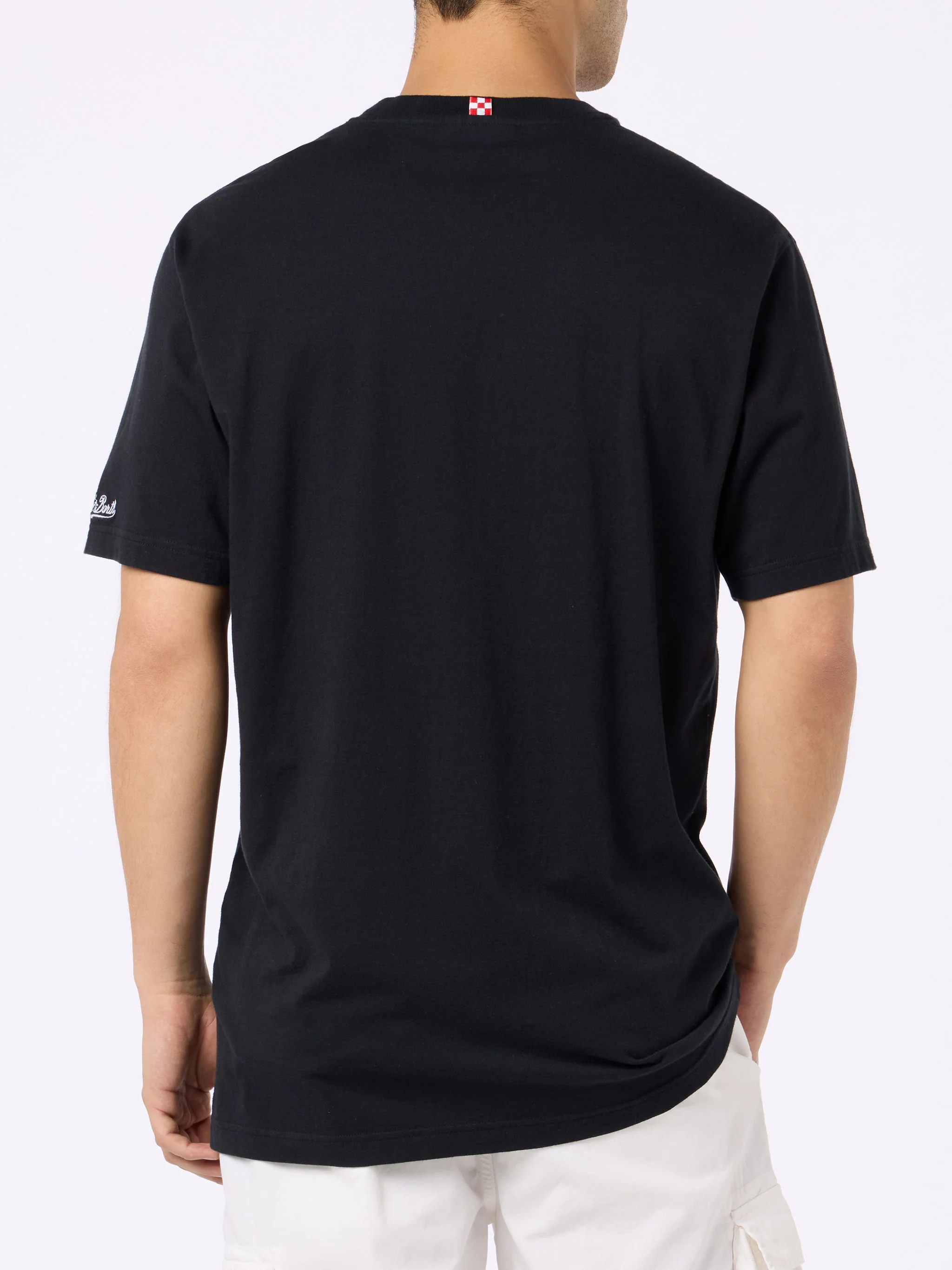 Klassiek model heren T-shirt van Portofino katoenjersey met geborduurd N-logo.