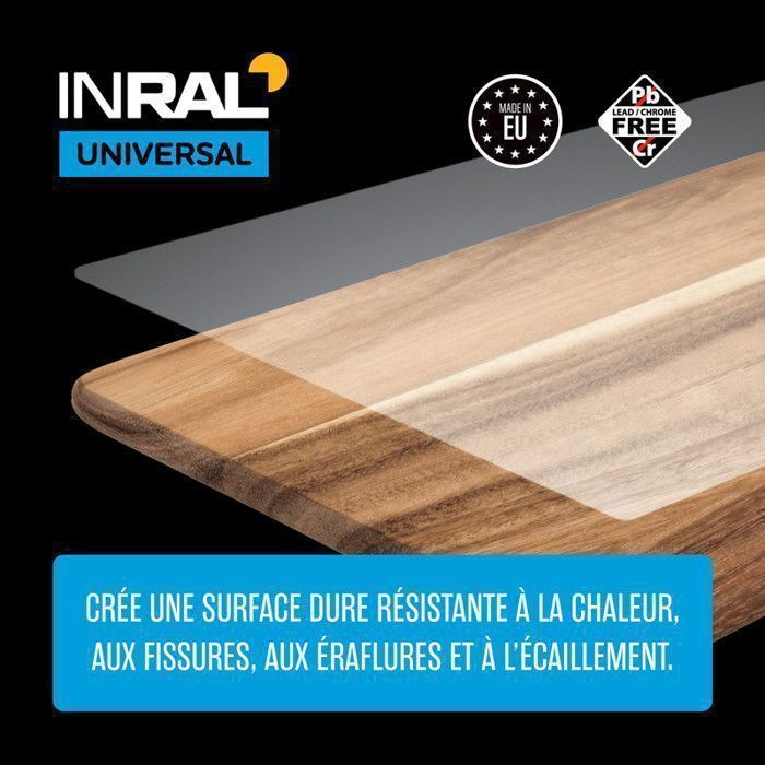 Vernis acrylique transparent brillant INRAL Lacquer – séchage rapide, protection chaleur & rayures – 400 ml