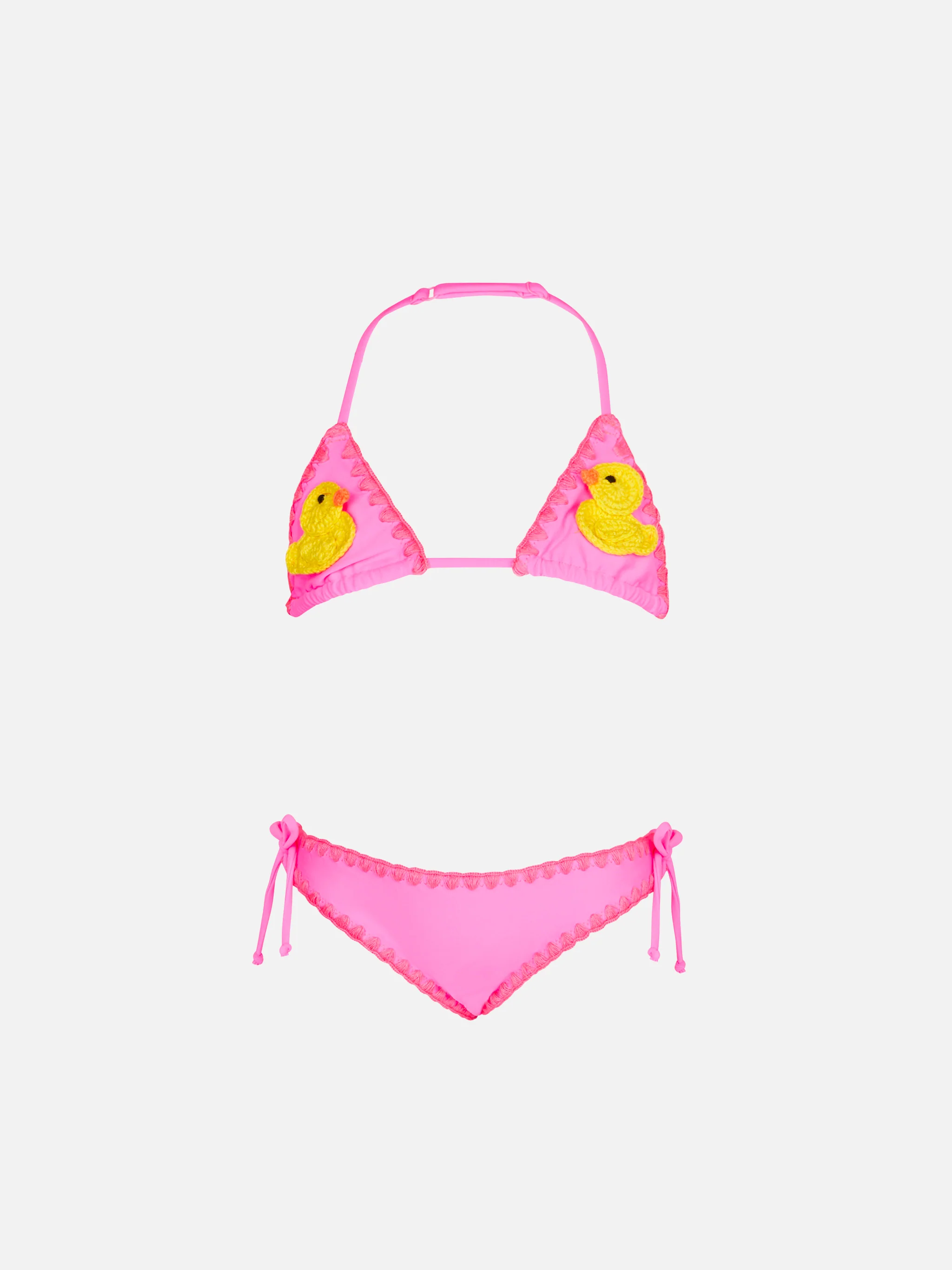 Triangelbikini voor meisjes met gehaakte eendjespatch