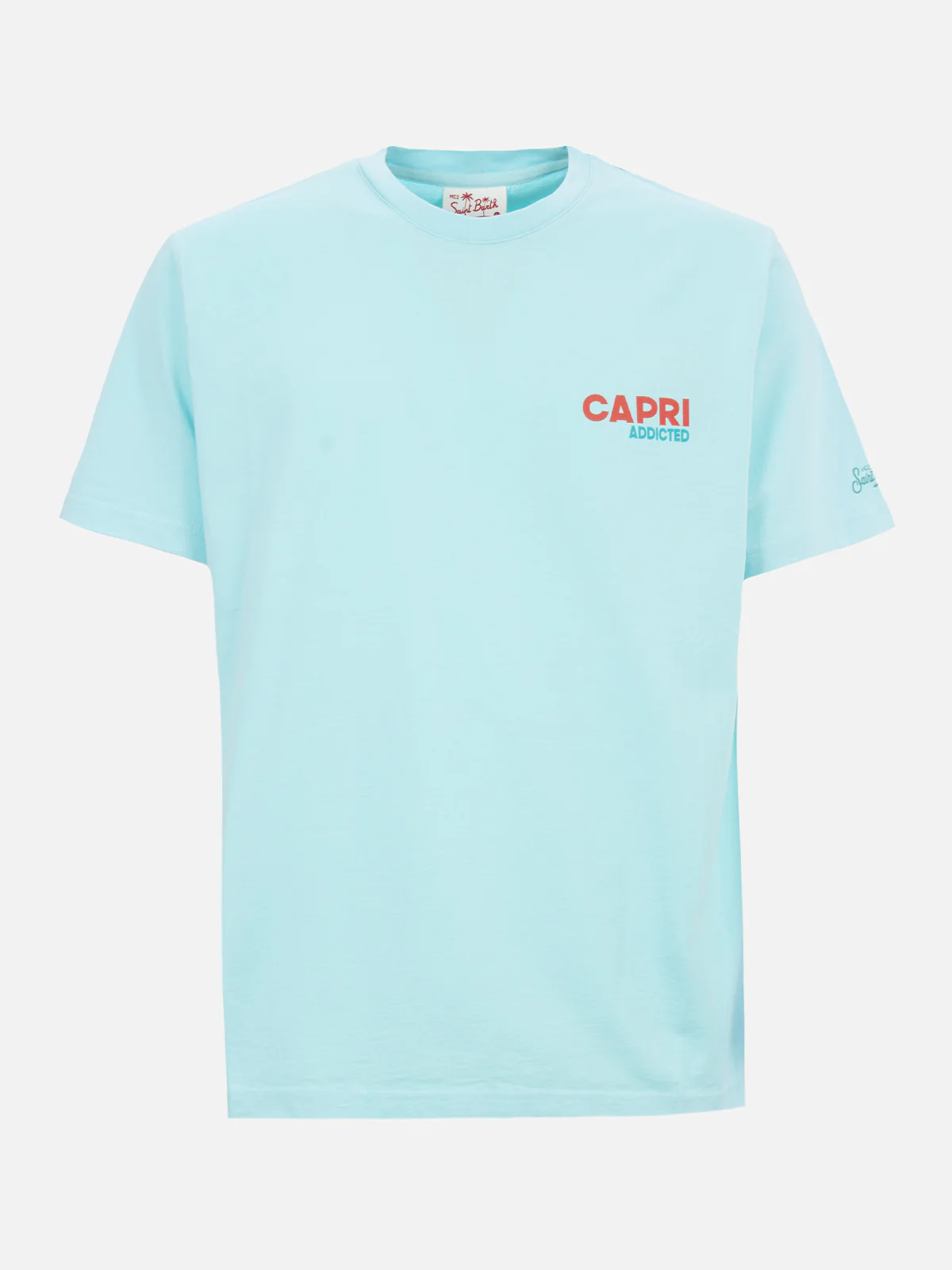 Heren katoenen T-shirt met Capri Addicted ansichtkaartprint