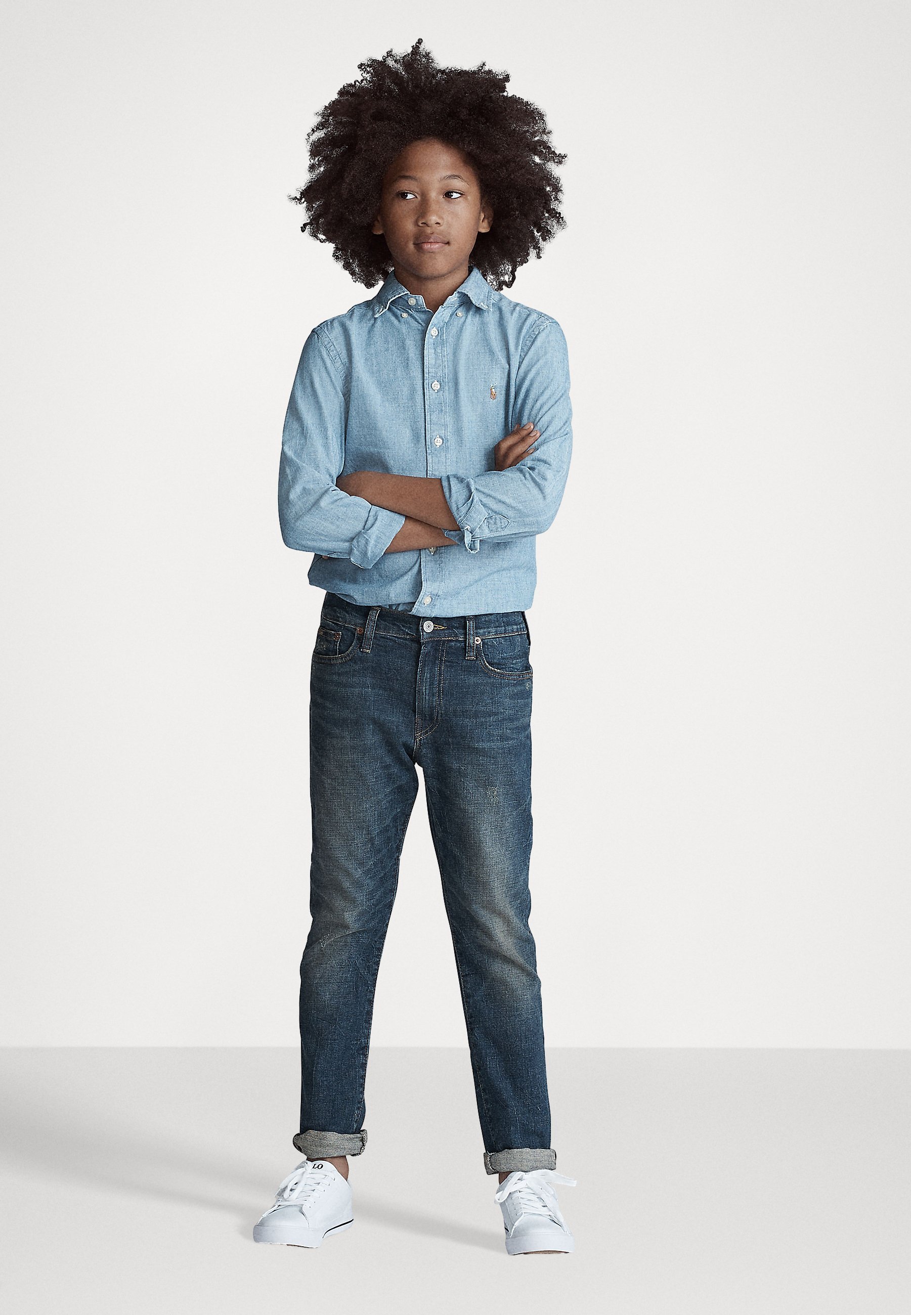 Polo Ralph Lauren katoenen chambray overhemd - Shirt - lichtblauw