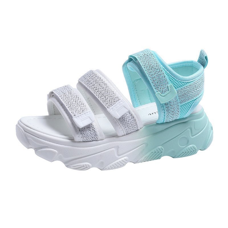 Sandali da donna alla moda, casual, piatti, traspiranti, con chiusura a strappo, suola spessa, plateau, punta piatta, scarpe estive da donna.