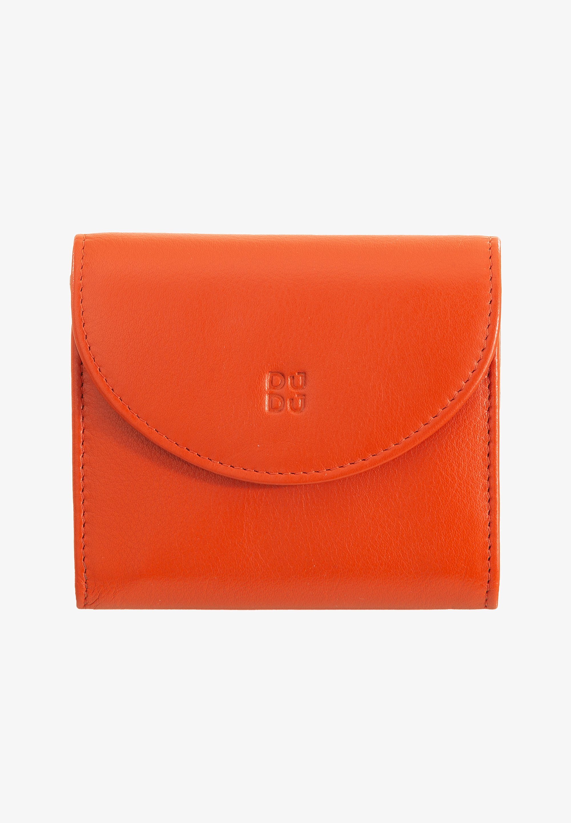 DUDU MINI IN VERA CON ZIP CHIUSURA A BOTTONE COMPATTO - Portemonnee - arancio