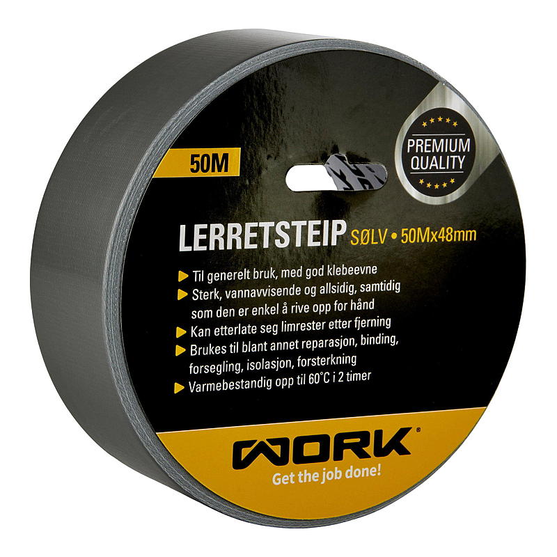 Arbetstejp i canvas 48 mm, 50 m silver