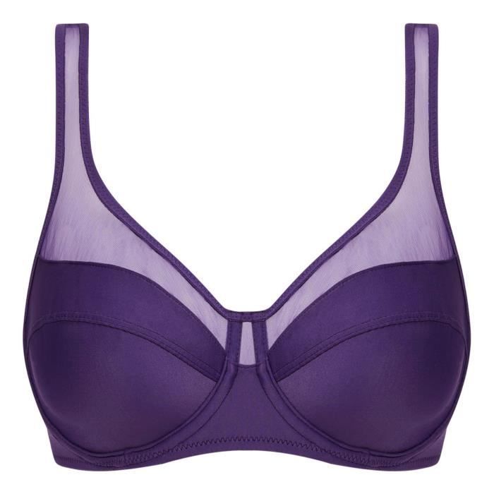 Sujetador de cobertura total - DIM - Generoso - Morado - Con aros - Tul transparente