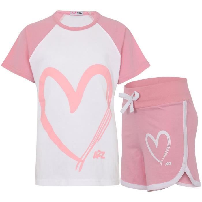 Conjunto de shorts raglán rosas para bebé niña - A2Z - Verano