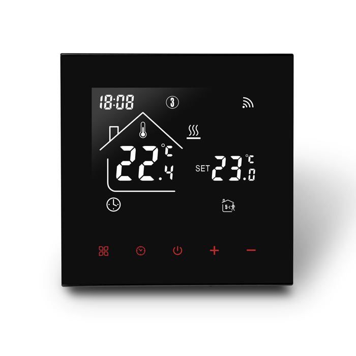 Termostato intelligente WiFi per caldaia a gas - programmabile, compatibile con Alexa/Google Home, contatto 3A, nero