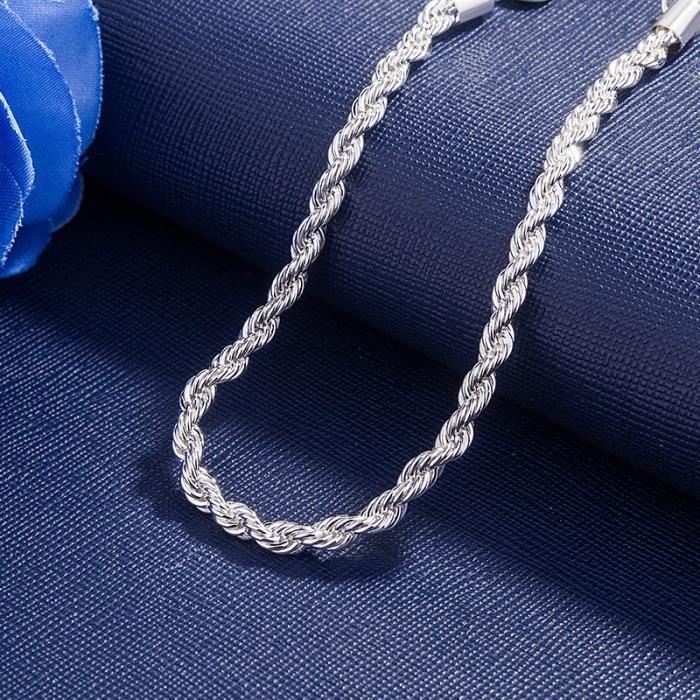 Pulseira feminina - Liga metálica - Cordão torcido - 20 cm - Prateada - Presente de aniversário