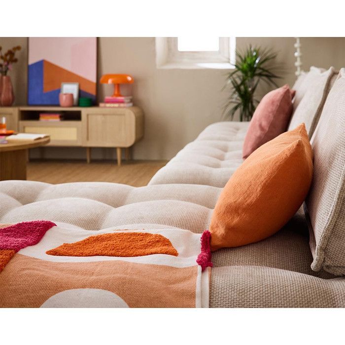 Marisol - canapé d'angle modulable 4 places - velours texturé - Beige